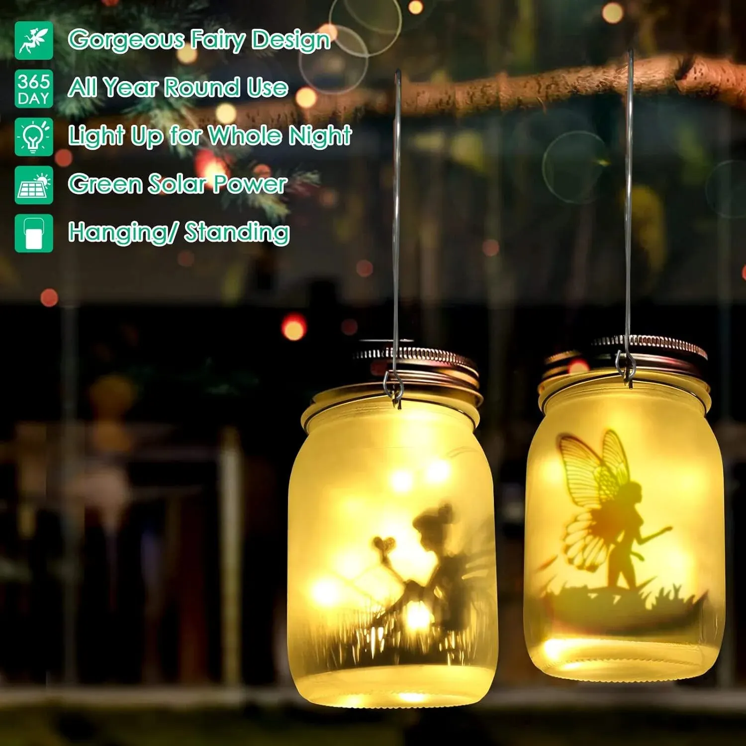 Solar Mason Jar Licht Solar Laterne Lichterkette Wasserdicht IP65 Hängen Stehende Solar Lampe Garten Ornament Für Terrasse Rasen