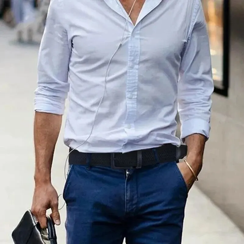 Cinturón para hombre, cinturón elástico tejido informal a la moda para deportes al aire libre, cinturón táctico para mujer, cinturón de escalada con pantalones vaqueros, cinturón Neutral