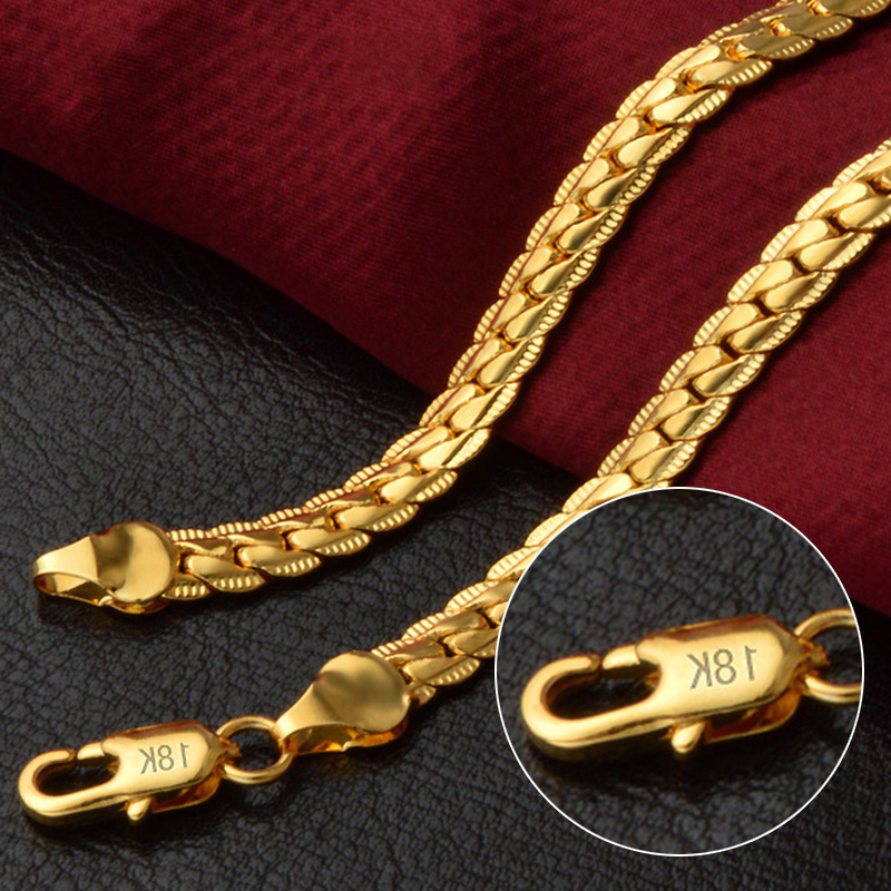 Collar de cadena Figaro de lado completo para mujer y hombre, Color plateado, Color dorado, 6MM, joyería de compromiso de boda, regalos de moda