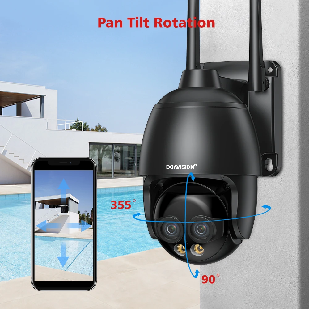 HD 8MP WIFI/4G ซิมการ์ด/POE Cam 10X ซูมดิจิตอล AI Humanoid Detection การติดตามอัตโนมัติ 2.8 มม.8 มม.Dual Lens Cam