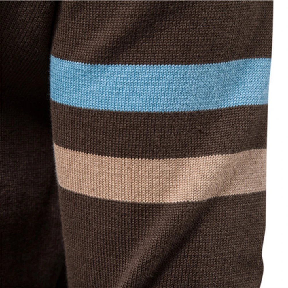 2023 ใหม่ฤดูใบไม้ร่วงและฤดูหนาว 100% Cotton Mens Zipperเสื้อสเวตเตอร์ถักลําลองPatchworkแฟชั่นเยาวชนถักเสื้อกันหนาวสําหรับชาย