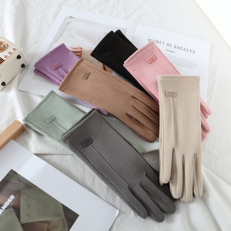 Guantes de pantalla táctil a prueba de viento para mujer, mitones de conducción para deportes al aire libre, cálidos, más terciopelo, gruesos, a prueba de frío, Otoño e Invierno