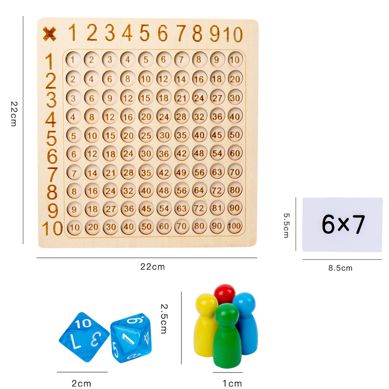 99 Gioco da tavolo di moltiplicazione Montessori in legno per bambini che imparano giocattoli educativi Matematica Conteggio di cento pensieri interattivi da tavolo