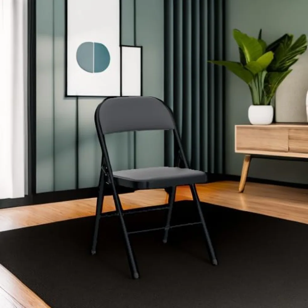 6 Pack  Folding Chairs with Padded Seats for Outdoor & Indoor, Portable Stackable Commercial Seat with Steel Fram