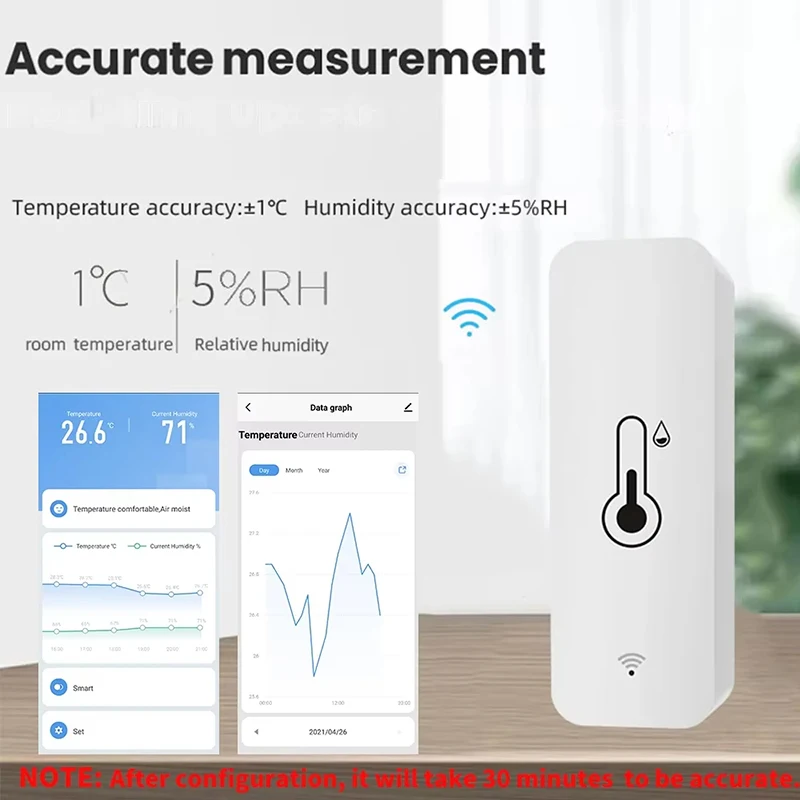 WiFi สมาร์ทอุณหภูมิความชื้นเซนเซอร์ในร่มเครื่องวัดความชื้น Controller การตรวจสอบทํางานร่วมกับลําโพงสมาร์ท Alexa Google Home ใหม่