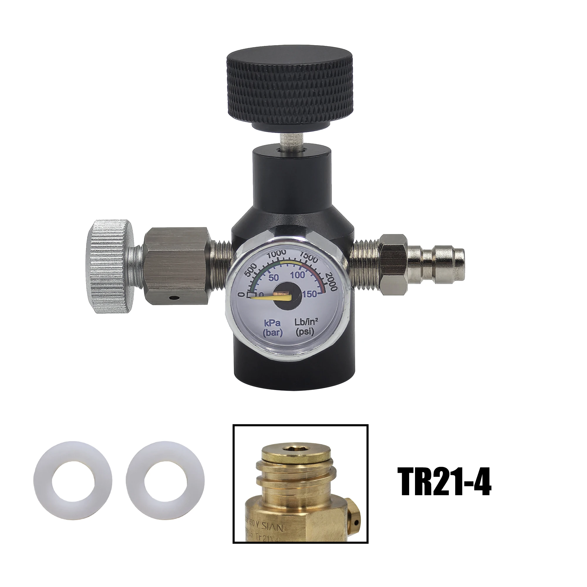 Soda Water Cylinder Fill Adapter Quick Charging Carbon Dioxide Tank Bottle On/Off Aadaptor On/Off With Vent Gauge