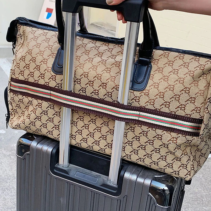 กระเป๋าเดินทางแฟชั่นกระเป๋าเดินทางซิปกระเป๋าเก็บกระเป๋า Duffle พร้อมสายคล้องไหล่เดี่ยวสําหรับการเดินทางระยะสั้นธุรกิจ