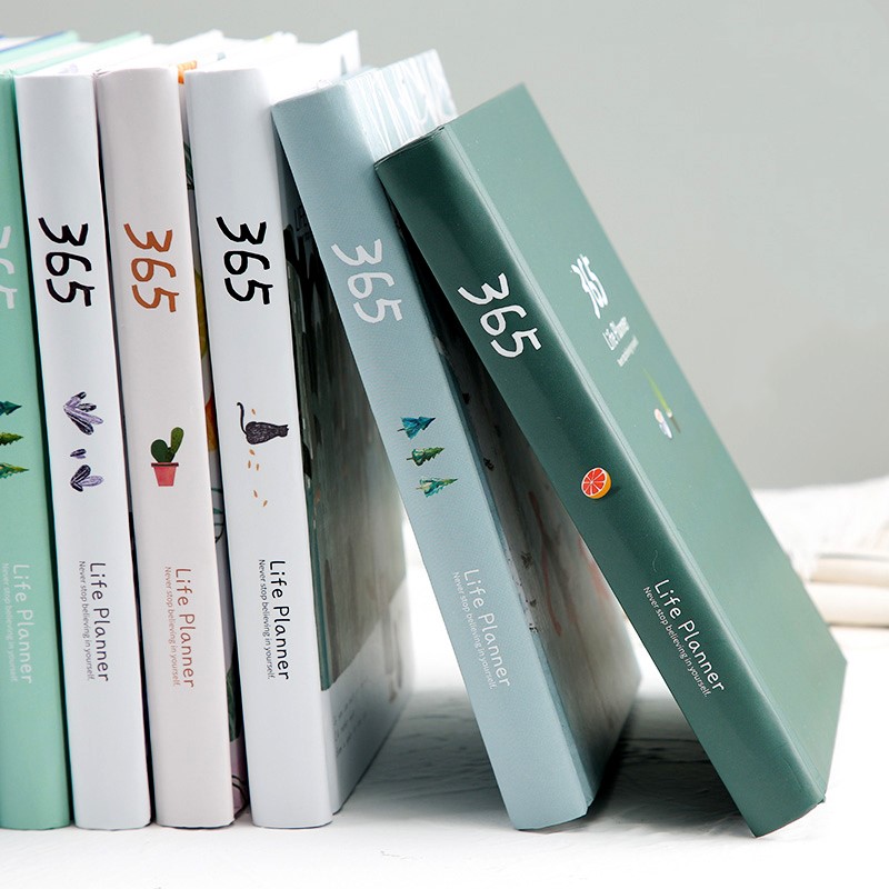 365 Planner Notebook Colorful Inner Page Illustration Daily Yearly Plan Diary Book Record Life Agenda Journal Notepads