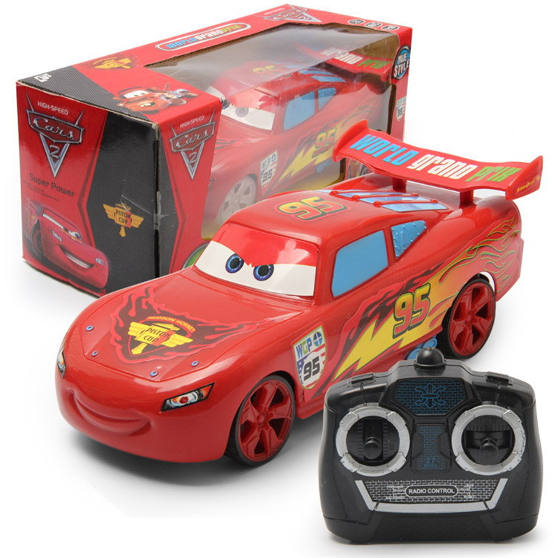 Anime pixar carros 3 carro de brinquedo elétrico relâmpago mcqueen homem aranha quatro canais modelo carro controle remoto brinquedos para crianças presente