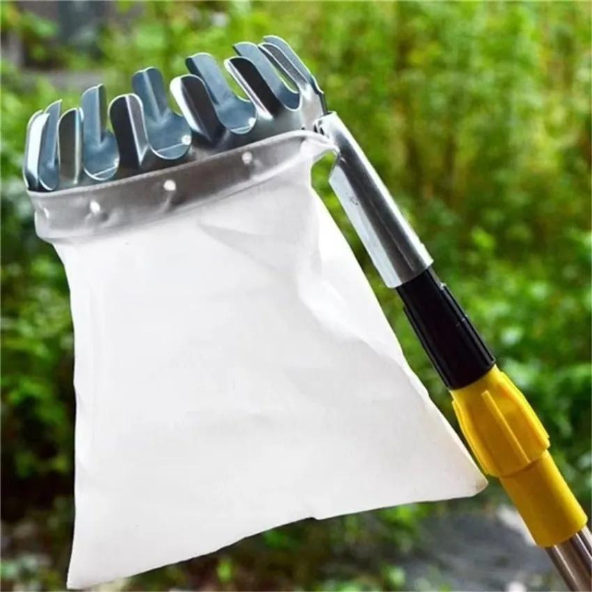 1 Pcs High Altitude Fruit Picking Stainless Steel Telescopic RodFruit Catcher Collection Pouch Farm Picker Fruit Supplies Tools