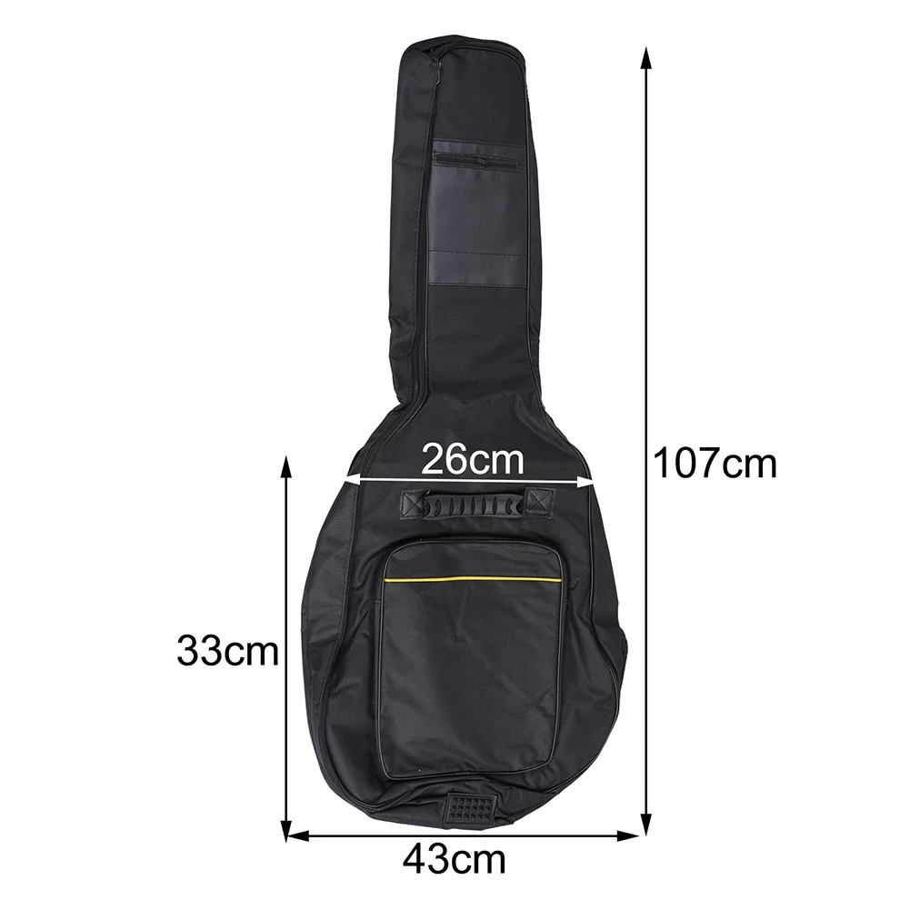 41 Inch Akoestische Gitaartas Waterdichte Rip-Stop Oxford Nylon Dubbele Bandjes Gewatteerde Zwarte Gitaarkoffer Gig Rugzak Muzikale Instrum
