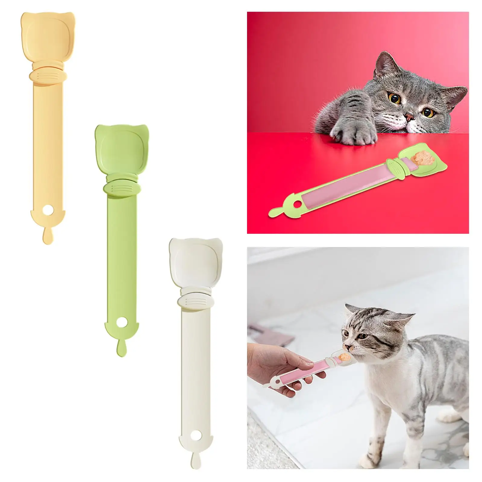 Cat Strip Squeeze Spoon Easy to Use Portable Multi Use Easily Press Pet Canned Spoon Kitten Licking Spoon Pet Food Spoons