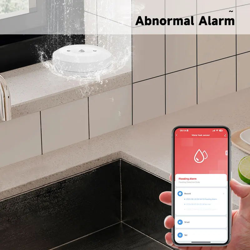 Tuya Zigbee-Sensor de inmersión en agua, 2mqtt, Sensor inteligente de fugas de vida, alarma de conexión de agua, monitoreo remoto por aplicación, Detector de fugas de agua