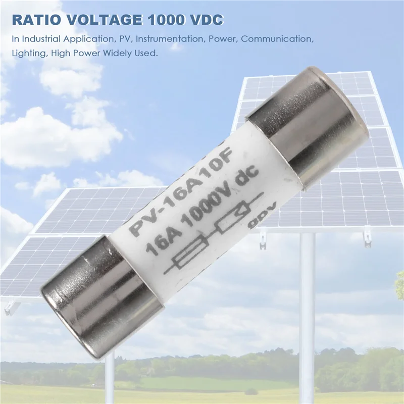 AC57-10 Pcs 1000 VDC Fuse Solar PV Explosion-Proof Fuse Silver