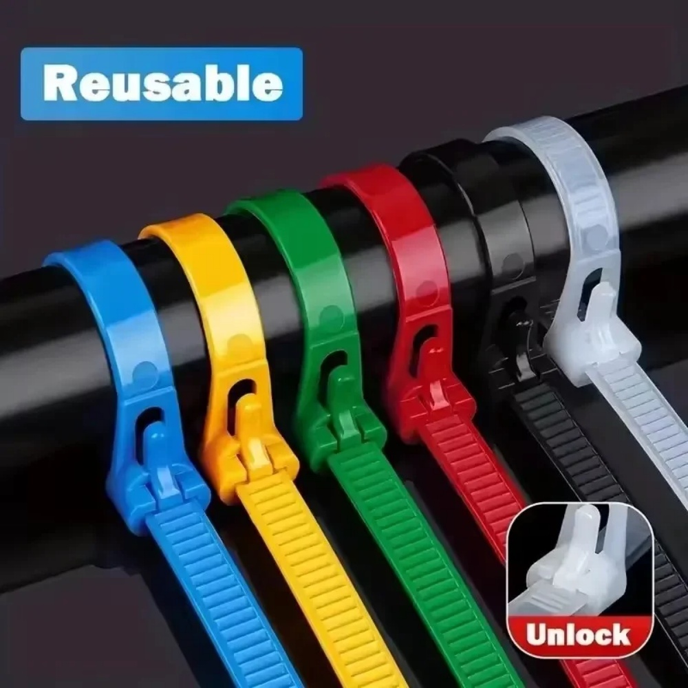 1000/100Pcs Reusable Cable Ties Cable Lock Loop Nylon Ties Removable Recyclable Mixed Colours Black White Cable Ties