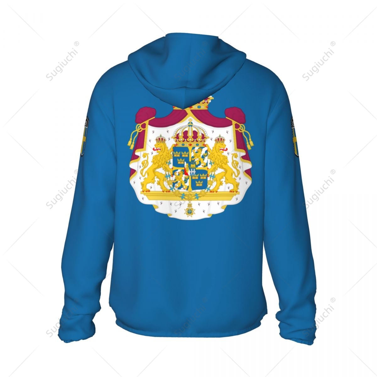 Schweden Flagge Sonnenschutz Hoodie Sonnenschutz Kleidung Angeln Radfahren Laufen schnell trocknen Langarm mit Reiß verschluss Polyester