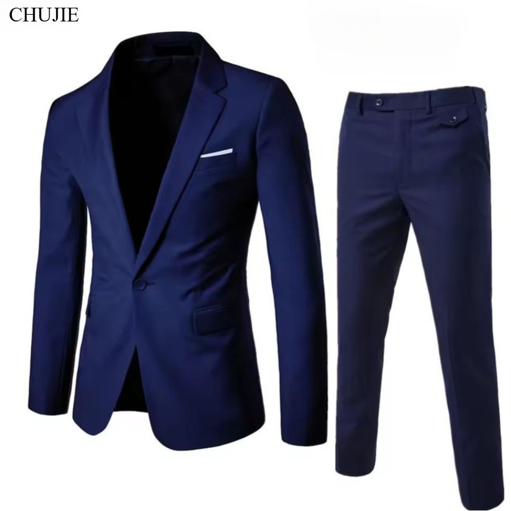 Ensemble de costumes pour hommes, 2 pièces, vestes élégantes, pantalons, blazer, tenue formelle, mode classique, Costume complet 2025