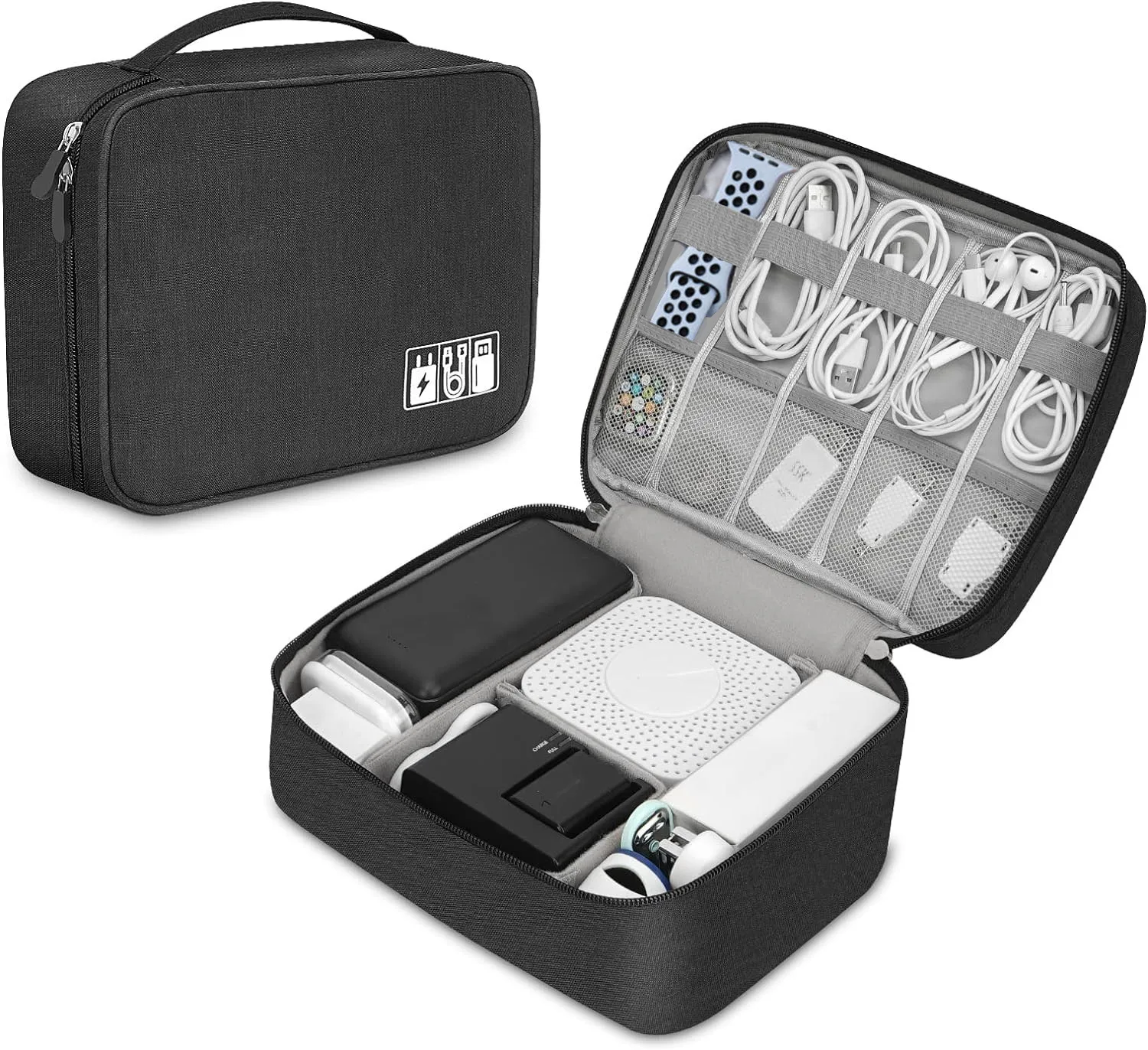 Portable Tech Organizer Case for Electronic Accessories Cables Earphones Storag