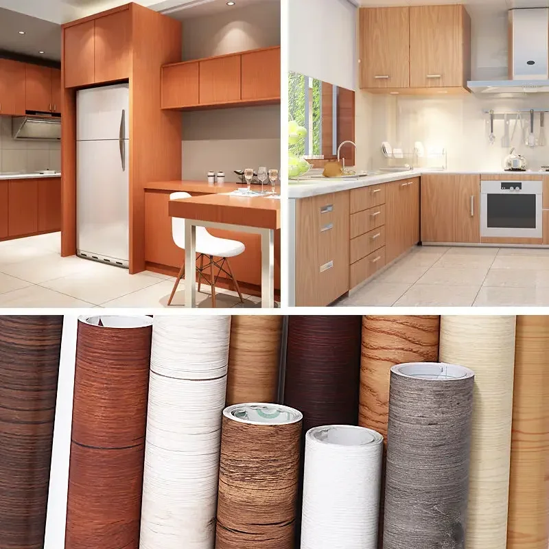 ไม้ DIY สติกเกอร์ PVC กันน้ําวอลเปเปอร์ตกแต่งเฟอร์นิเจอร์สติ๊กเกอร์ติดผนังตกแต่งบ้านกระดาษเหนียวรูปลอก