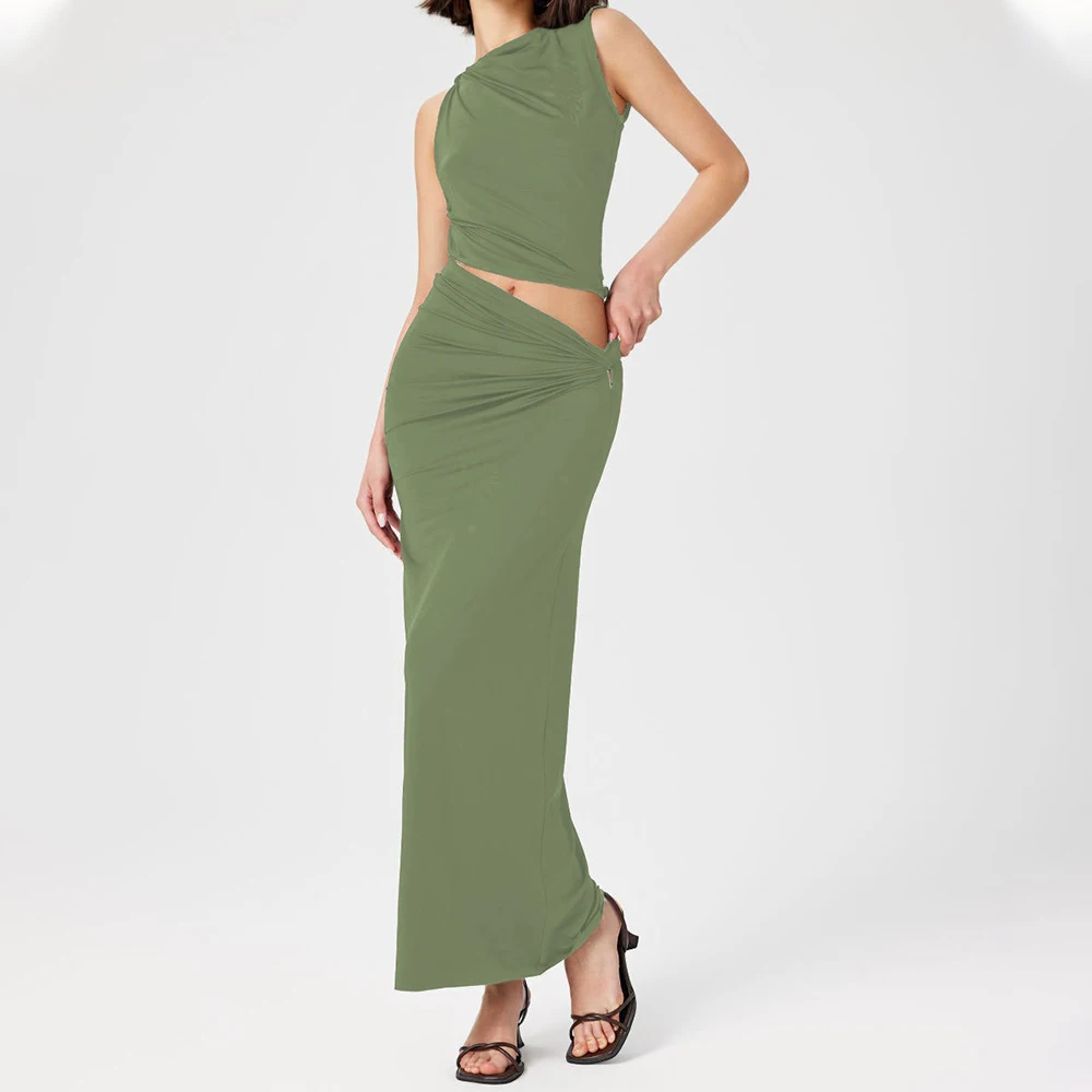 Talenza-女性用ニットプルオーバーとロングスカートセット,モノクロ,スリム,カジュアル,バケーション,2ピースセット,新品