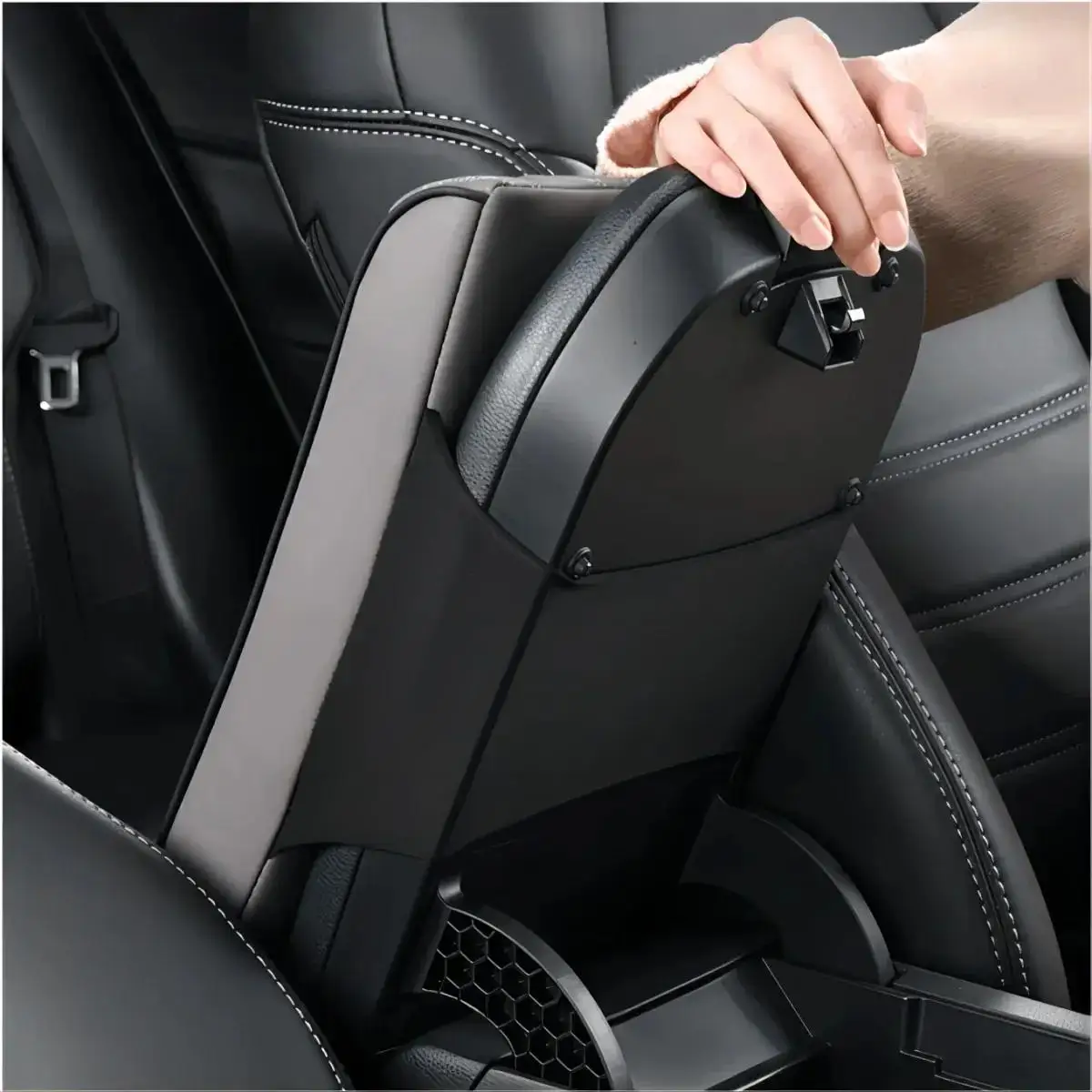 Wave ปักหนัง PU รถ Armrest Mat คอนโซลกลางส่วนที่เหลือแขนเบาะป้องกันอัตโนมัติที่วางแขนกล่องเก็บฝาครอบ Pad