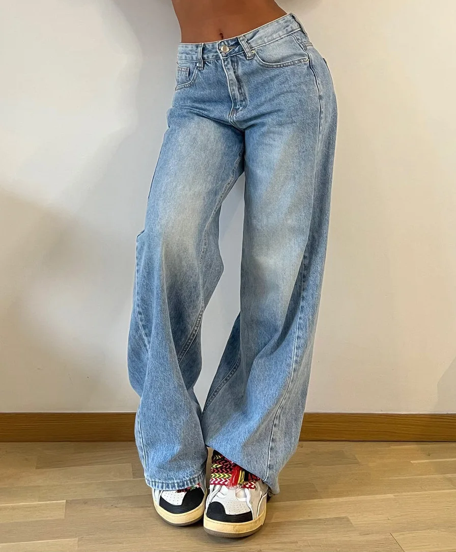 2024 だぶだぶのジーンズ女性ハイウエストママジーンズフレアパンツデニムストレートルーズ秋ロングストリートスリムフィットズボンカプリパンツ