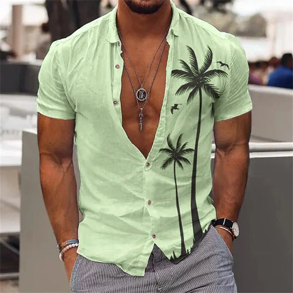 Camicia hawaiana al cocco camicia da uomo Casual da spiaggia con stampa 3d da uomo Streetwear camicia oversize da uomo Top manica corta estiva