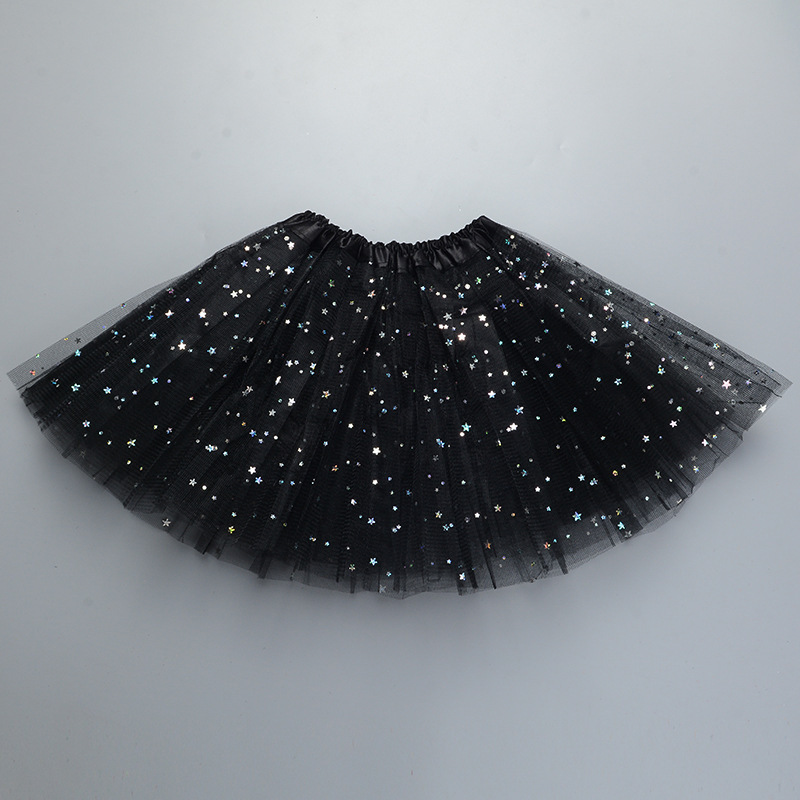 キッズベビースターグリッターダンスチュチュスカート用女の子スパンコール3層チュール幼児ペチスカート子供シフォン2-8T