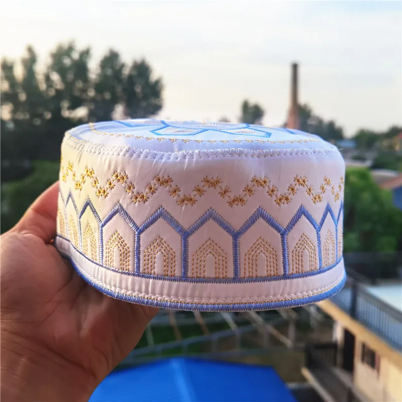 Vier Jahreszeiten muslimische Hüte Stickerei arabische Männer Gebets hut muslimischer Turban Mann Hijab Motorhaube saudi arabische Islam jüdische Indien Kappen