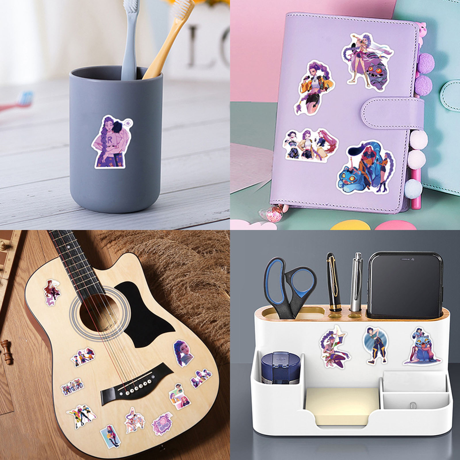 3PCS Set KPop Demon Hunters Anime Sticker Vintage Stickers Pack Waterproof Decal For DIY Decoration Bumper Phone Hard Hat Kids