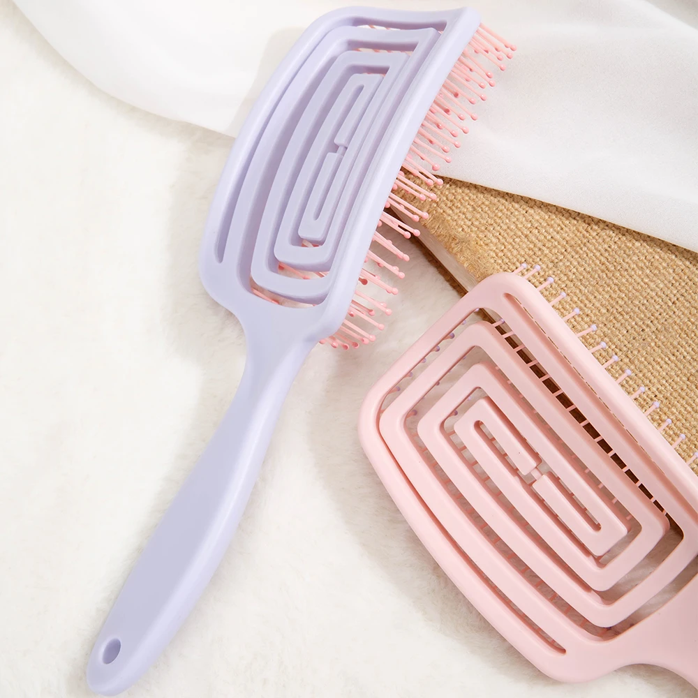 1pc Elastische Massage Kamm Aushöhlen Haar Pinsel Kopfhaut Massage Kämme Salon Haar Styling Detangler Schnelle Föhnen Entwirren werkzeug