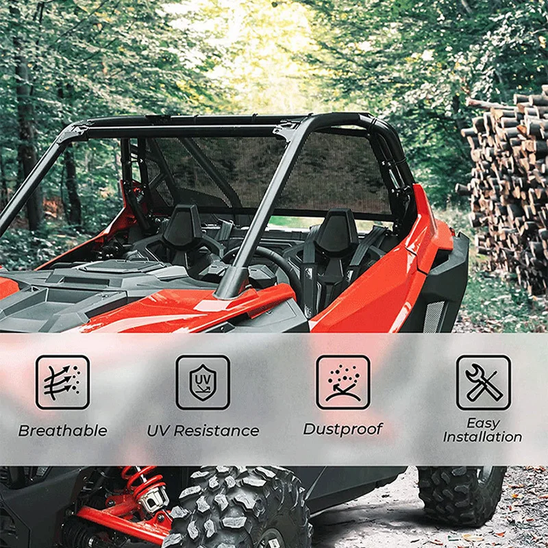 ウィンドウネット UTV ソフトリアウィンドウメッシュネット太陽 UV 保護 2020-2023 ポラリ RZR プロ XP 4 2022 プロ R/ターボ R フロントガラスシェード