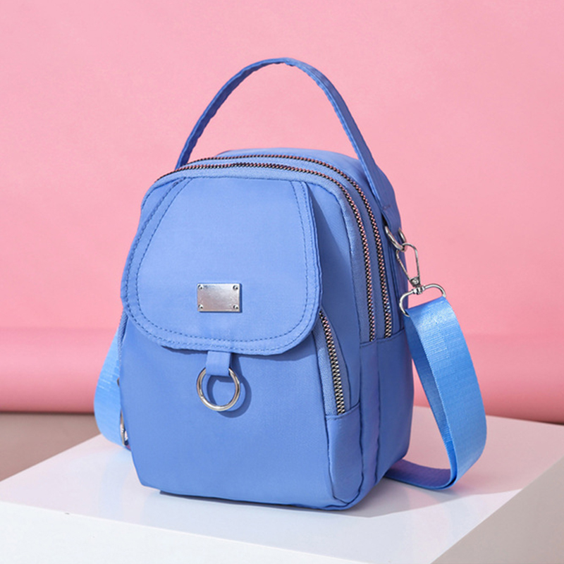 1Pc Lady Casual Messenger Bag Shoulder Bag Solid Color Multi-function Purse Multi-layer Lightweight Oxford Handbag Crossbody