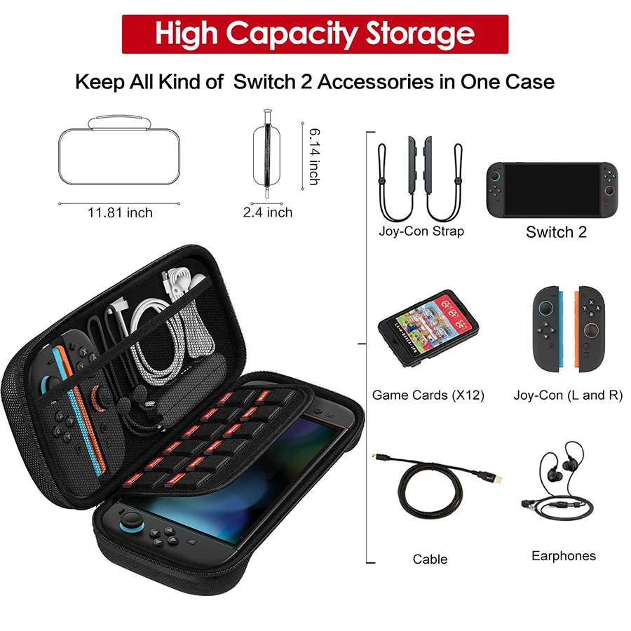 2025 Nueva bolsa protectora de almacenamiento para host Switch2, caja para consola de juegos, juego de protección anticaída de segunda generación, funda protectora para host