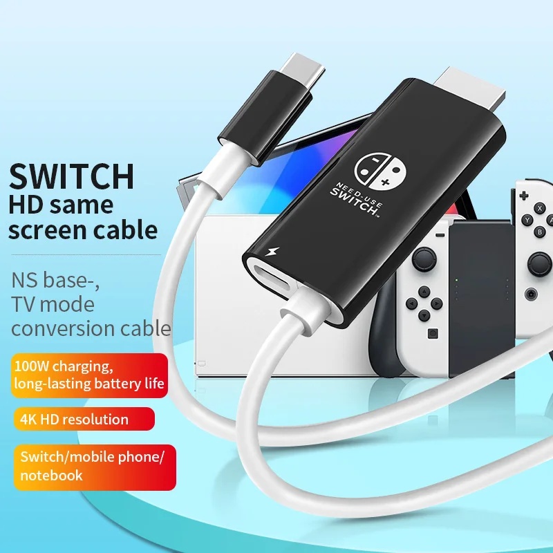 2m 4k 30Hz USB portátil tipo C para cabo de conversão HDMI para modo de encaixe de TV no Nintendo Switch Steam Deck