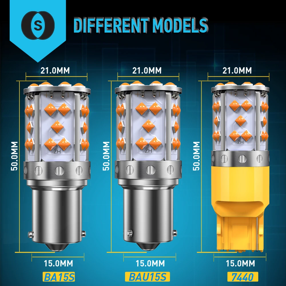 Un paquete 1156 P21W ba15s Bau15s PY21W 7507 LED Canbus No Hyper Flash bombilla de luz intermitente resistencia incorporada sin errores naranja