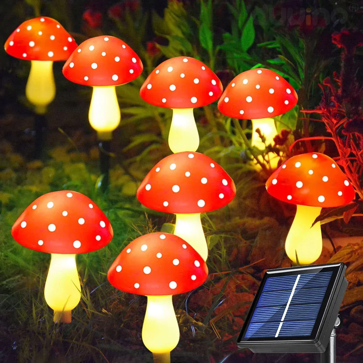 Zewnętrzna solarna girlanda świetlna w kształcie grzybów - wodoodporna lampa ogrodowa do krajobrazu i na dziedziniec - lampa LED