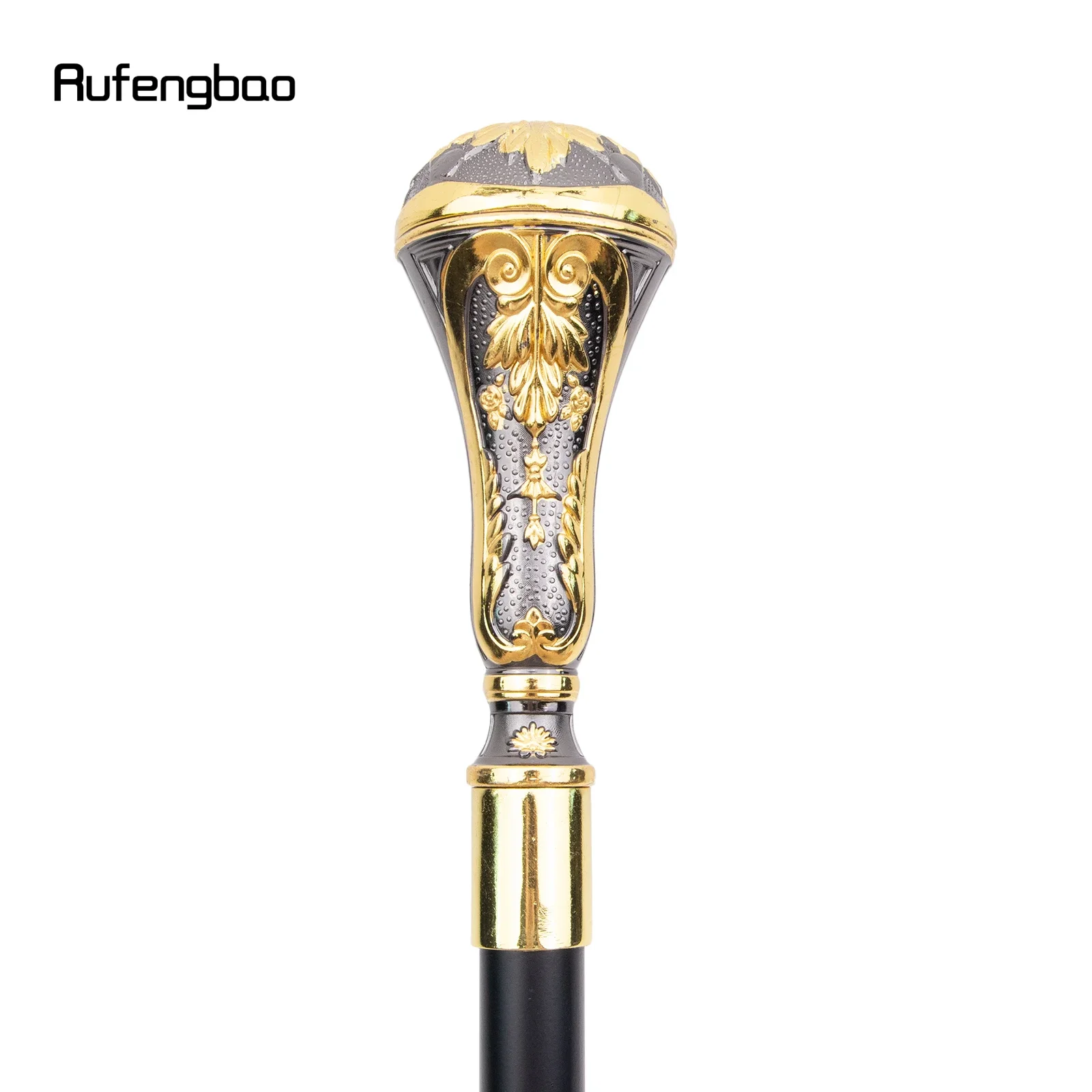 Golden สีดําหรูหรารอบ Leaf Handle แฟชั่นเดิน Stick สําหรับตกแต่งเดิน Cane Elegant KNOB Crosier KNOB 95 ซม
