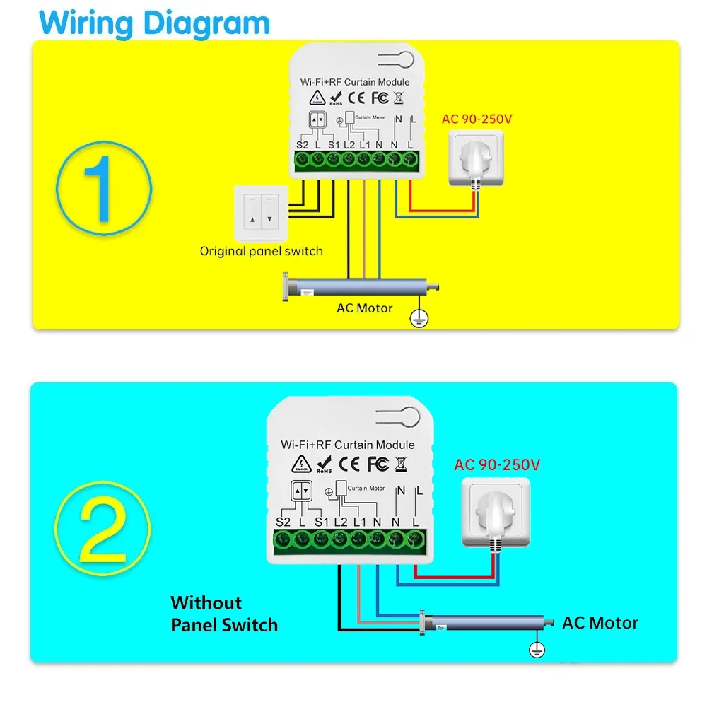 Interruptor de cortina Wifi Rf, módulo de persiana enrollable Tuya Smart Life, 433mhz, Control remoto 5 en 1, para persianas de ventana y puerta de garaje, Alexa