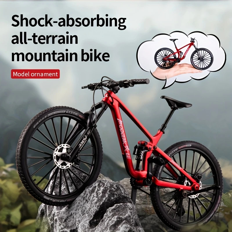 Brinquedo modelo de bicicleta de estrada em escala 1:6, adequado para decoração de casa, uma placa de mudança de marcha na parte traseira e pés de ligação da roda, bom presente