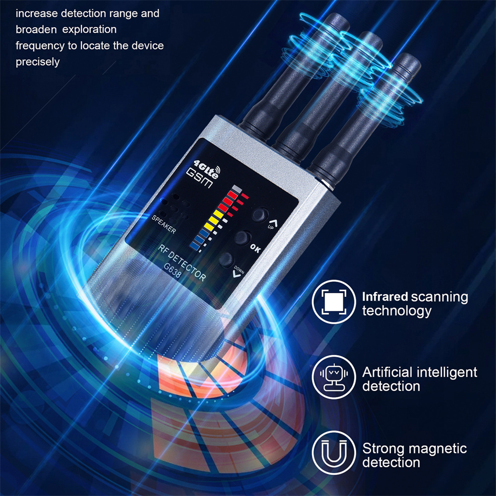 Détecteur de Signal RF sans fil, Bug GSM Audio GPS, Mini caméra, balayage IR, veille AI, détection automatique G638W