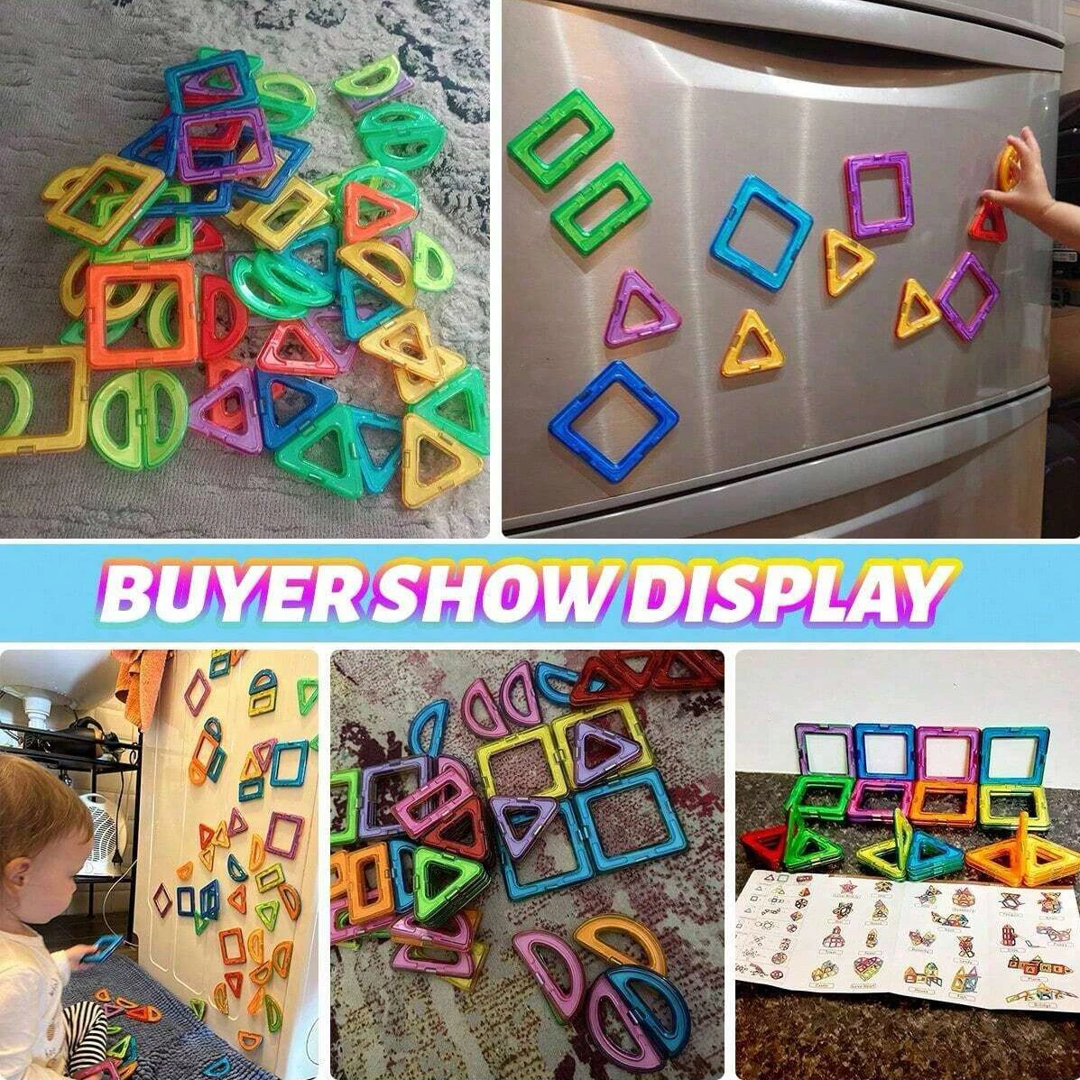 บล็อกอาคารแม่เหล็ก DIY แม่เหล็กของเล่นขนาดกลางของเล่น STEM ของเล่นก่อสร้างการเรียนรู้การศึกษาของเล่นแม่เหล็ก