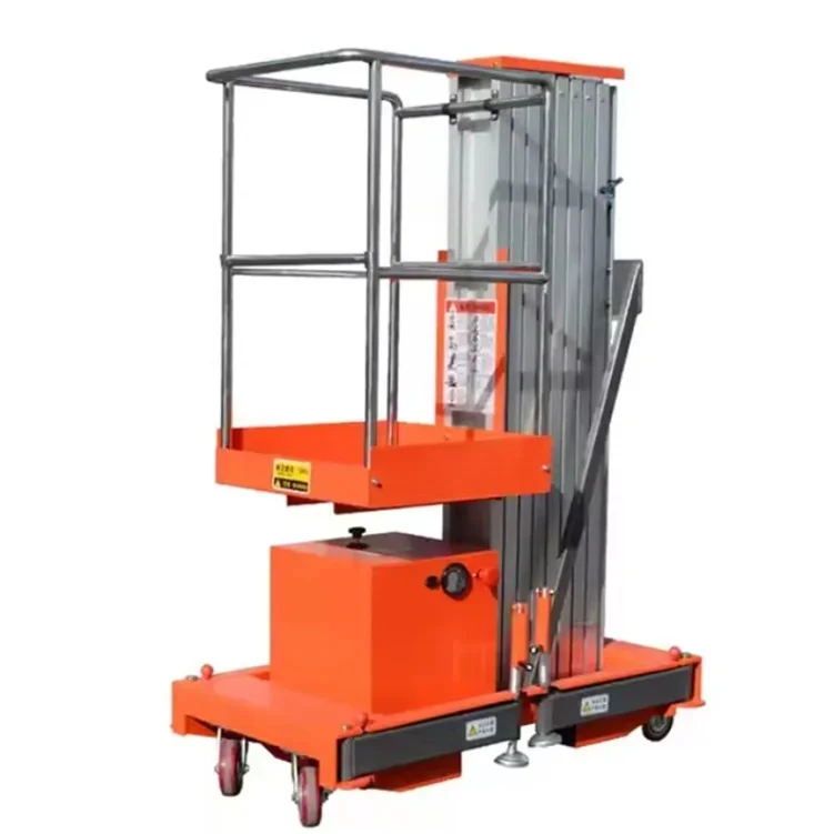 sollevatore portatile telescopico piattaforma di sollevamento idraulica con piattaforma di lavoro aerea con sollevamento verticale a palo dritto