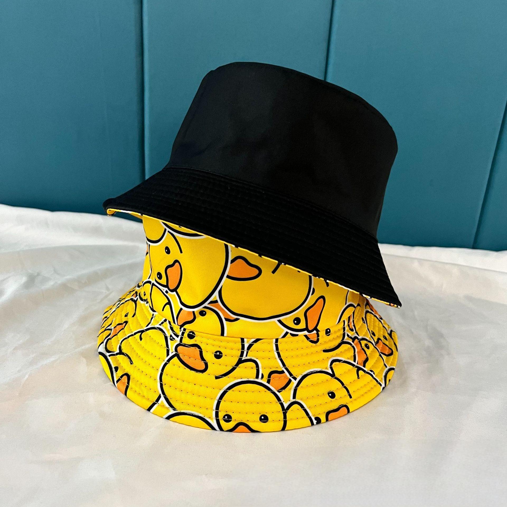Yellow Duck Printed Fisherman's Hat Four Seasons Outdoor Sunshade Basin Hat Fashion Cartoon Sunshade Sun Hat