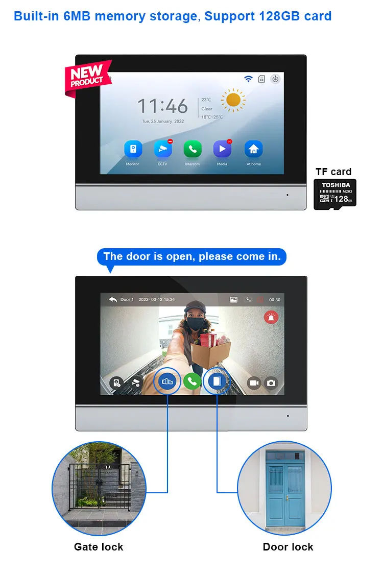 2f/3f família multi unidades apartamento vídeo porta telefone com tela de 7 polegadas gravação instantâneo tuya wifi edifício intercom campainha kits