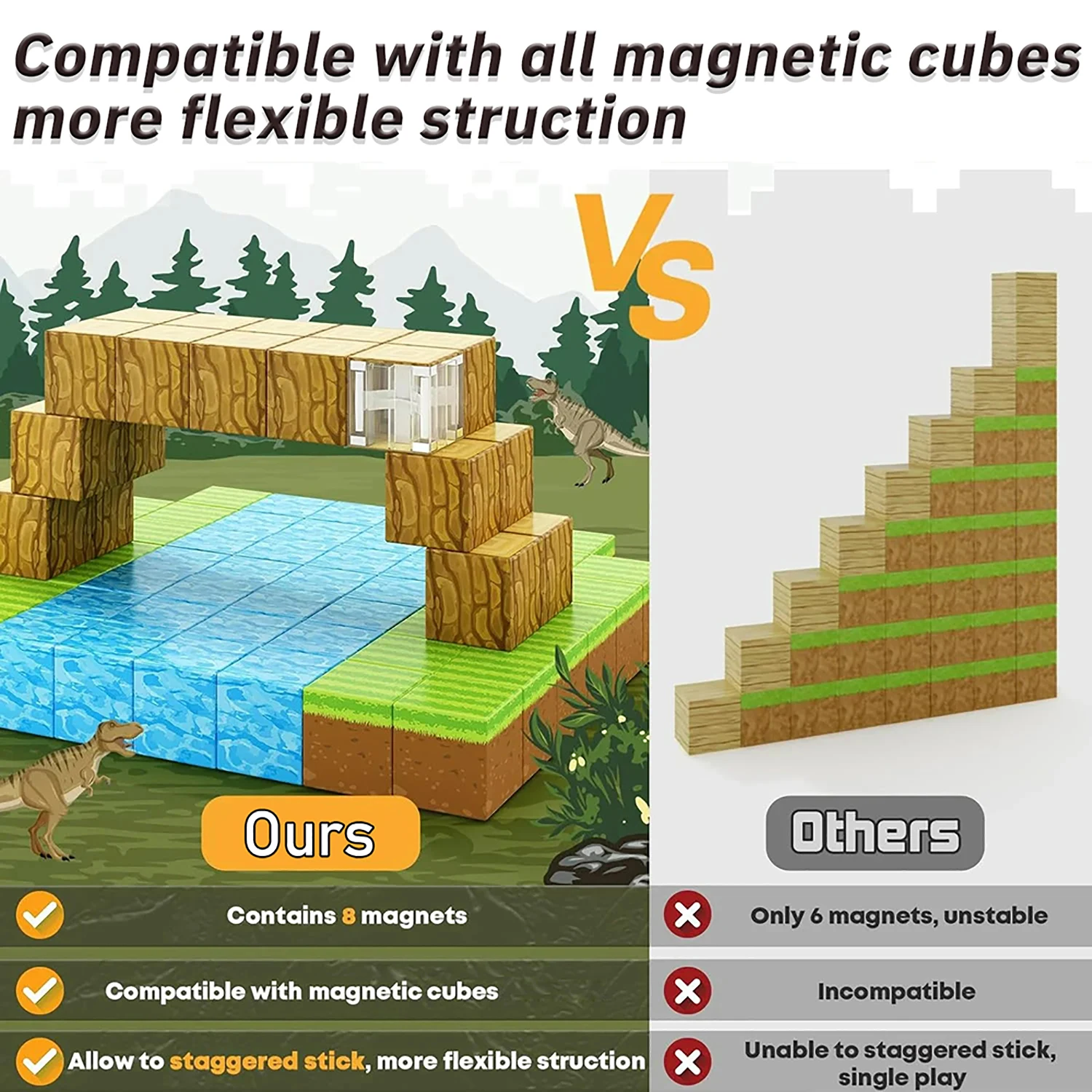 100 pçs blocos magnéticos brinquedo construir ímã conjunto para meninos meninas haste montessori cubos sensoriais para crianças presente