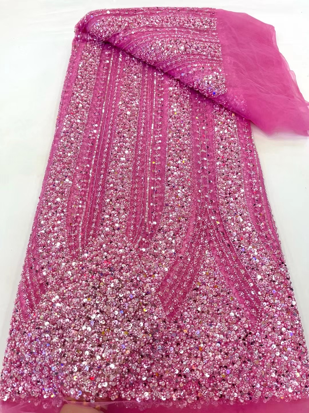 アフリカンビーズレース生地,チュール刺繍生地,女性用イブニングドレス,メッシュスパンコール,ドバイ,5ヤード