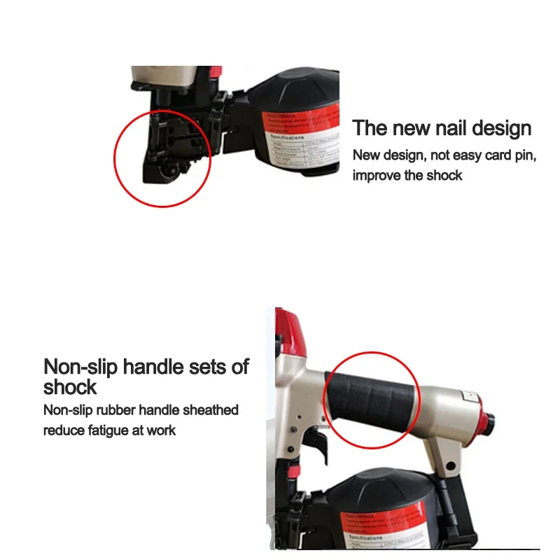 CRN45A Portable Pneumatic Nail Gun Handheld Big Hat Roll Straight Shooting Nailing Guns Suitable For Woodworking Processing Tool