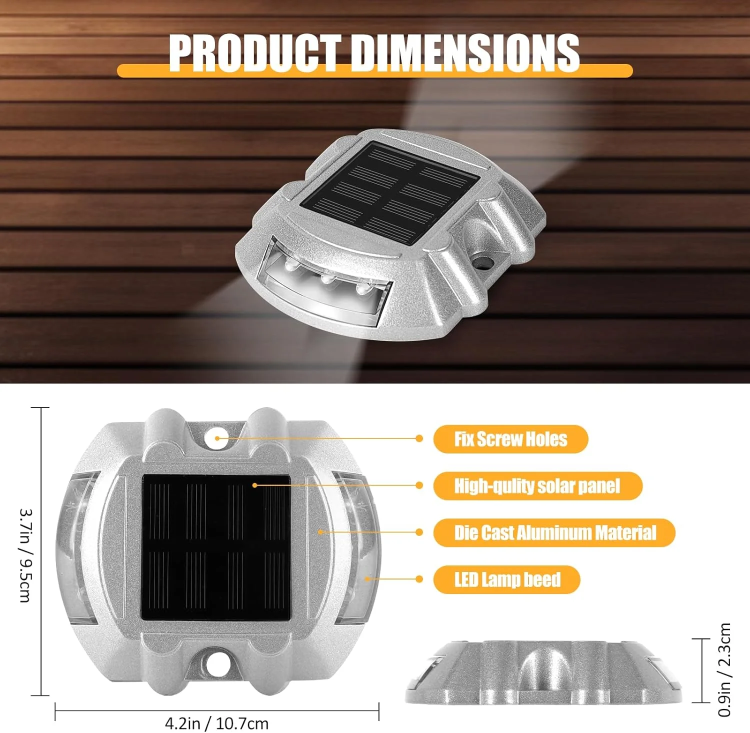 주조 알루미늄 태양광 방수 6 LED 램프 무선 야외 도로 진입로 경로 조명 LED 야외 램프 2개 점멸