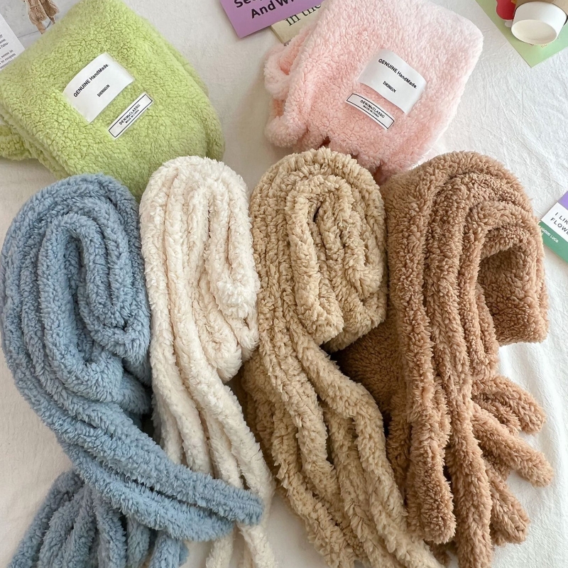 Plüschschal mit Tasche, Halstuch, Schals mit Quasten für Damen, einfarbig, Oktopus-Schal, super weiblich, lang